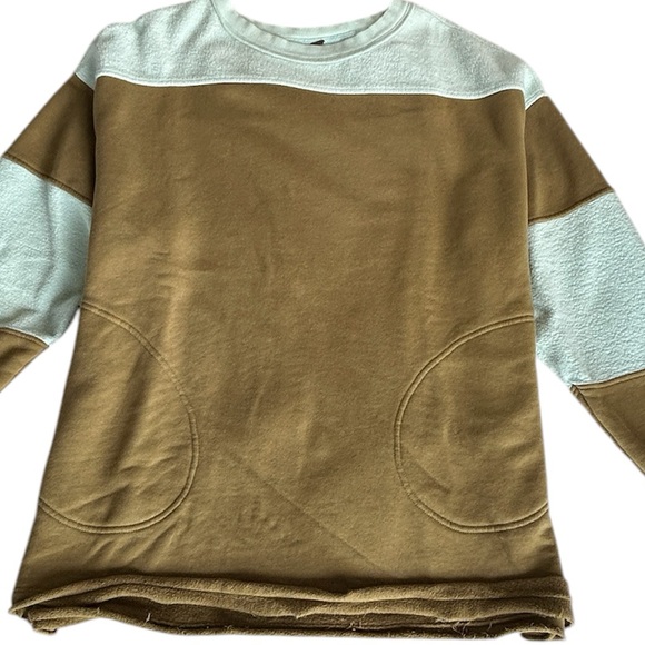 Free People Jordan Color Block Pullover Sweatshirt Top Citron Combo - Picture 8 of 14